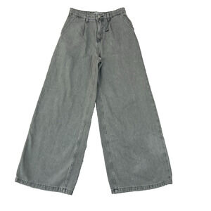 Zara Jeans Women's Size 0 Gray Medium Wash High Rise Wide Leg Pleated